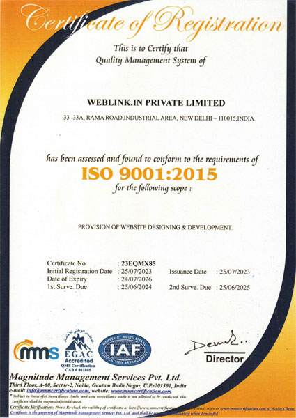 Weblink.in ISO 9001:2015
